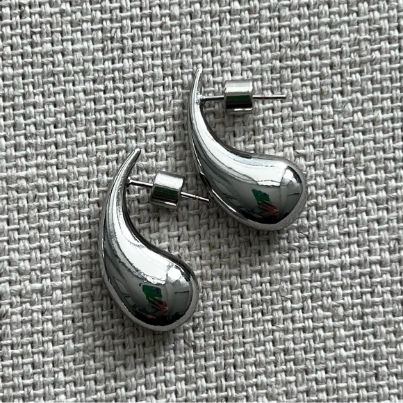 Silver Organic Drop Earrings - Picture 2 of 6